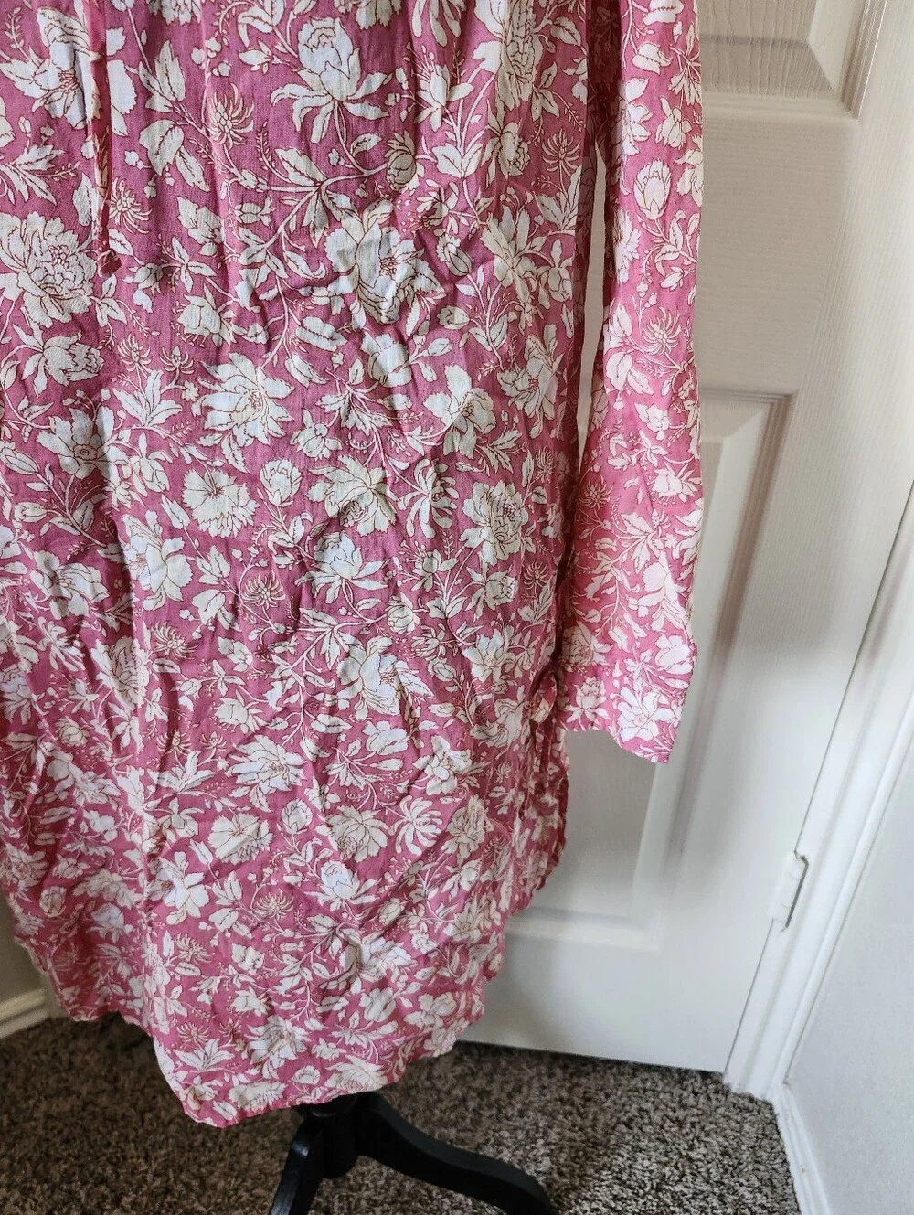 J. Crew Pink Floral Tie-Neck Blouse